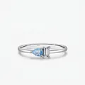 Anello minimalista in argento 925 con pietra blu a goccia e gemma rettangolare - Taglia US 7 / Acqua