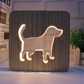 3D wooden night light with dog silhouette carving and warm LED glow for home decor - Dog/15cm