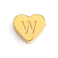 Golden heart-shaped stainless steel pendant with letter W engraving for DIY jewelry - Letter W (Gold)