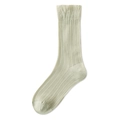 Breathable mint green ribbed mesh crew socks for women with elastic wavy cuffs - One Size / Tea Green