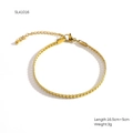 Bracciale a catena dettagliato placcato oro 18K, lunghezza 16,5 cm con chiusura - SL41016 Catena di Grano Piatta
