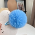 Barrette à cheveux pompon en fausse fourrure bleue pour filles avec clip BB en métal - 1 pièce / Bleu