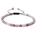 Adjustable woven purple natural stone beaded yoga bracelet with 4mm amethyst beads - Lilac Stone