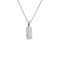 Detail view of a white cylindrical stone pendant with a delicate silver metal chain - White (NSN00312)