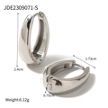 Orecchini a cuore in acciaio argento con dimensioni di 2,4 cm di altezza e peso 6,12 g - Fibbia per Orecchio Ovale Inspessita Argento (JDE2309071-S)