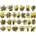 26-piece bee themed alphabet iron-on embroidery patches with yellow and black texture - Bee Series Set