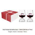 Set di calici da vino con cuore rosa 350ml e base a righe in una confezione regalo - Stile a Righe con Cuore - Set da 2 Confezione Regalo (350ml)