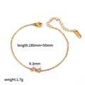Bracciale in acciaio inossidabile dorato con ciondolo a fiocco rosa in zircone per donna, 180mm - Stile Fiocco in Zircone Rosa (TB5179-PK)