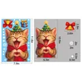 Size chart for BQ629 Christmas cat window sticker with snowflakes and gift box details - BQ629