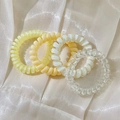 Set di 4 elastici a spirale gialli e marmorizzati con design a cavo telefonico elasticizzato - 7# Giallo Chiaro e Trasparente Set da 4
