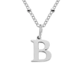 Élégant collier en acier titane argenté avec chaîne à billes et pendentif lettre B - Lettre B / Acier