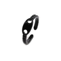 Bague ajustable noire géométrique évidée avec maillon en forme de nez de porc - Ouvert Réglable / Noir