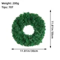 30cm green PVC artificial Christmas wreath with 70 tips and 200g weight on white background - 30cm Wreath 70 Tips