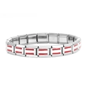 DIY stainless steel stretch bracelet in silver finish with red and white striped modules - 0471 - National Flag - Austria 1st Section