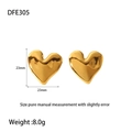 Dettaglio orecchini a cuore in acciaio dorato 23 mm con indicazione del peso di 8,0 g - Stile Cuore Irregolare Solido (DFE305) / Oro
