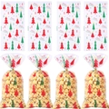 Christmas OPP gift bag with red and green tree patterns and Merry Christmas text - Style 6 (Clear Christmas Tree) 100Pcs/Bag