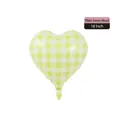 18 inch heart-shaped foil balloon with classic green and white plaid gingham pattern - 18-inch Heart Gingham Green