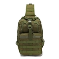 Macro detail of military green oxford fabric with MOLLE webbing system and zippers - Army Green