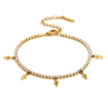 Bracciale tennis placcato oro 18 carati con zirconi chiari e piccoli ciondoli a croce - Bracciale Croce Zirconia Oro