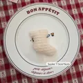Handmade white crochet mini Christmas sock pendant with hollow patterns 7.5cm size - Stocking-01