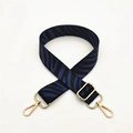 Adjustable blue and black zebra pattern replacement strap with gold metal hooks - Blue