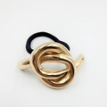 Elegant gold knot hair tie with durable black elastic band for stylish ponytails - Rounded Twisted Design (Hair Tie 59)