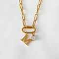 Collana a catena a graffetta in acciaio inossidabile dorato con iniziale M e cristallo - Lettera M
