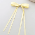 Elegant light yellow satin ribbon bow hair clip with long silk streamers for women - Long Streamer Style (Single) / Yellow