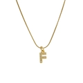 Classic 18k gold-plated snake chain necklace with zircon-studded letter F pendant - Letter F