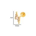 Gold labret stud with tiered rectangular and round zircon stones measuring 1cm by 0.4cm - 1# Lightning Style - Gold