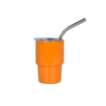 Orange stainless steel 3oz mini tumbler with clear lid and reusable metal straw - Orange (conical) / 3oz