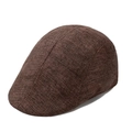 Béret marron foncé en lin respirant pour homme avec texture de tissu détaillée - Casquette Plate en Lin - Café