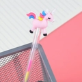 Cute pink unicorn multi-color pen with decorative character head and 6-color ink - Pink Horse