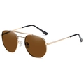Fashionable gold metal polarized sunglasses with brown lenses in a stylish polygon frame - Gold Frame Tea Lens