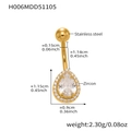 Detailed size specifications of gold-plated pear-shaped zircon navel ring with dimensions - H006-Teardrop / 1.55x11.4mm / Gold