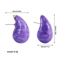 Size chart for purple marble texture chunky drop earrings with dimensions and weight info - Gold Purple (22537_1)
