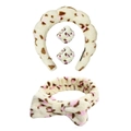 Cloud sponge headband set with wristbands and scrunchie in pink spotted animal print - Flannel Pink and Cream Leopard Style (11#) / Set of 4