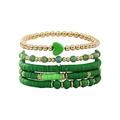 5-teiliges Boho Armband Set in Grün und Gold mit Heishi Perlen und Herzanhänger Dekor - Grün(SY0101-1)