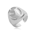 Detailed macro view of irregular molten silver ring surface with glossy finish - Lava Irregular Style / White Gold