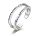 Bague d'orteil ouverte double couche minimaliste en argent sterling 925 poli - Double Couche - Argent