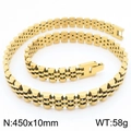 Golden 10mm stainless steel watchband link necklace for men in 450mm length - Gold (Jubilee Style)