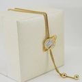 18K gold plated stainless steel long sweater necklace with crystal Saturn planet pendant - Saturn Style (ZG222) / Gold