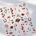 Stickers nail art 3D gaufrés fraises et rubans avec finition brillante style M-816 - Style de Colle Gelée M-816