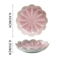 Pink ceramic petal-shaped jewelry tray with 4.45 inch diameter and ribbed texture - Flower Petal Pink
