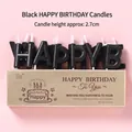 Set of black matte Happy Birthday letter candles for cake decoration, 2.7cm tall - Black Letter / 13 Pcs/Box / Black