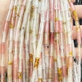 4x13mm cylindrical natural stone beads in pink, yellow, and clear quartz for DIY jewelry - 4x13mm Tube/Strand / Synthetic Watermelon Skin