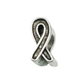 Silver alloy ribbon charm bead with textured detail for DIY bracelet making - 1pc Bowknot