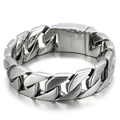Bracciale cubano da uomo 20mm in acciaio inossidabile 316L argento con chiusura - Argento Lucido