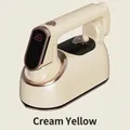 Portable handheld steam iron in elegant cream color with rose gold metal accents - EU Plug / Beige