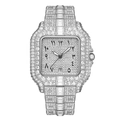 Orologio di lusso argento con cristalli e quadrante arabo su sfondo bianco nitido - Argento
